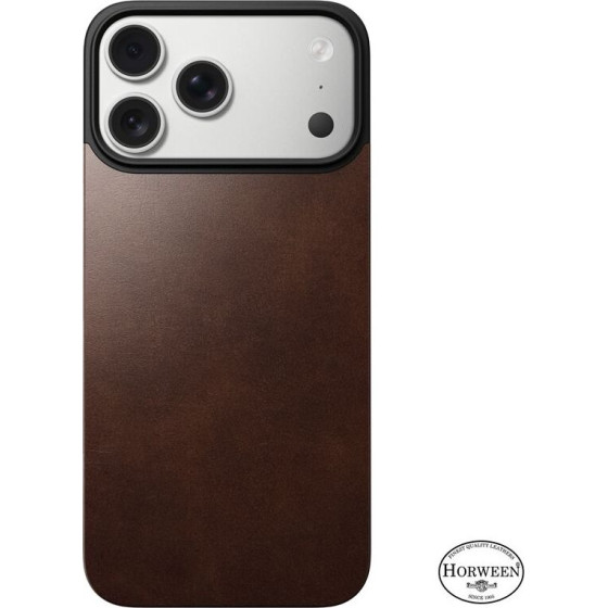 Nomad Magnetic Leather Back, rustic brown (Horween), Magsafe - iPhone 17 Pro - (NM014407858)
