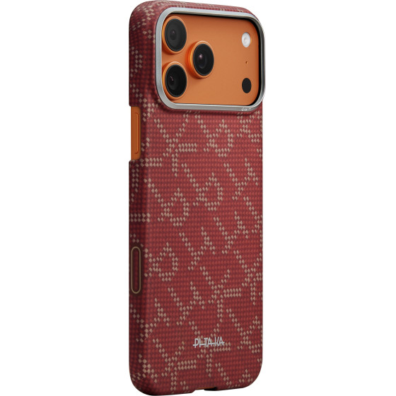 Pitaka Ultra-Slim Case, Monogram-Gold/Red - iPhone 17 Pro Max - (KI1702PTKP)