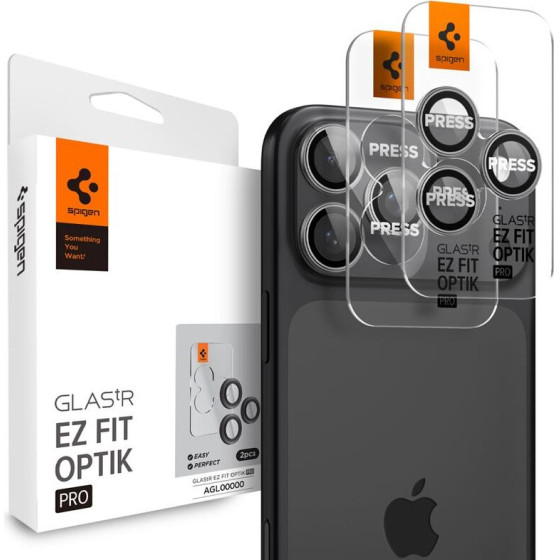 Spigen Glass tR EZ Fit Optik Pro 2 Pack, gray - iPhone 17/16/15/14 Pro / 17/16/15/14 Pro Max - (AGL10125)