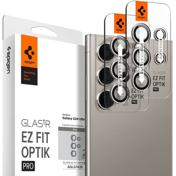 Spigen Glass tR EZ Fit Optik Pro 2 Pack, gray - Samsung Galaxy S24 Ultra - (AGL07426)