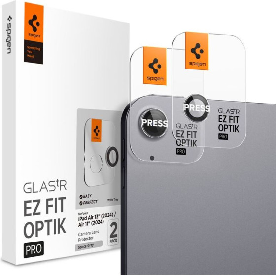 Spigen Glass tR EZ Fit Optik Pro 2 Pack, space gray - iPad Air 11''/13'' 2024/2025 - (AGL07801)