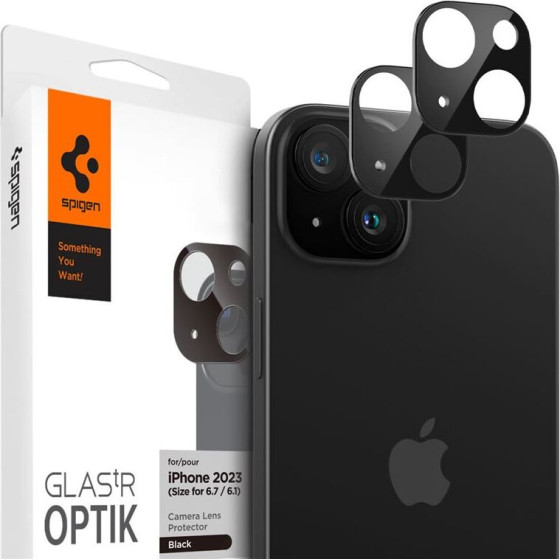 Spigen Glass tR Optik 2 Pack, black - iPhone 15/15 Plus/14/14 Plus - (AGL06917)