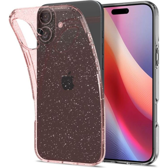 Spigen Liquid Crystal Glitter, Rose Quartz - iPhone 16 - (ACS08193)