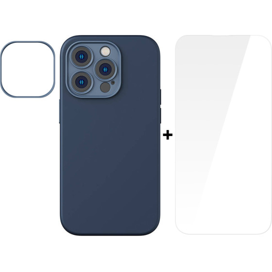 Baseus Case + Screen Protector Liquid Gel Apple iPhone 14 Pro /blue/