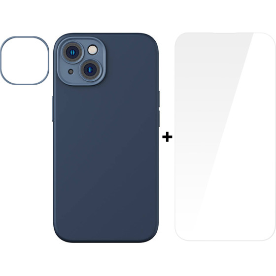 Baseus Case + Screen Protector Liquid Gel MagSafe Apple iPhone 14 /blue/