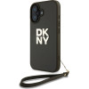 DKNY Case Apple iPhone 16, PU Leather Stack Logo + Wrist Strap, green - DKHCP16SPBSWSA