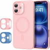 ESR Case + Camera grids Cloud Soft iPhone 16, MagSafe /pink/ Amazon Pack