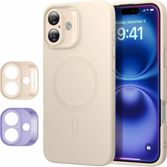 ESR Case + Camera grids SET Cloud Soft iPhone 16, MagSafe /light tan/ Amazon Pack