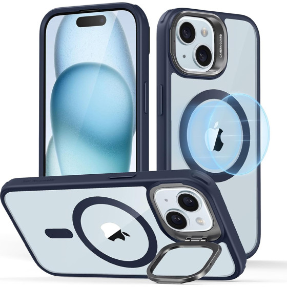 ESR Case Classic Hybrid with Stash Stand iPhone 15, MagSafe /clear blue/