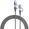 Vention Cable 4 In 1, USB-A+Type-C To Type-C+Micro USB, 1 m, 100W /black+blue/