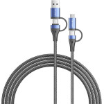Vention Cable 4 In 1, USB-A+Type-C To Type-C+Micro USB, 1 m, 100W /black+blue/