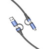 Vention Cable 4 In 1, USB-A+Type-C To Type-C+Micro USB, 1 m, 100W /black+blue/