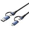 Vention Cable 4 In 1, USB-A+Type-C To Type-C+Micro USB, 1 m, 100W /black+blue/