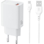 XO 220V 18W, USB-A + Cable UBS-A - Micro, L159 /white/
