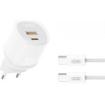 XO 220V 30W, USB-A + USB-C + Cable Type-C -Type-C, L151 /white/
