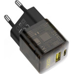XO 220V 30W, USB-A + USB-C, Transparent Series - Brown - CE05