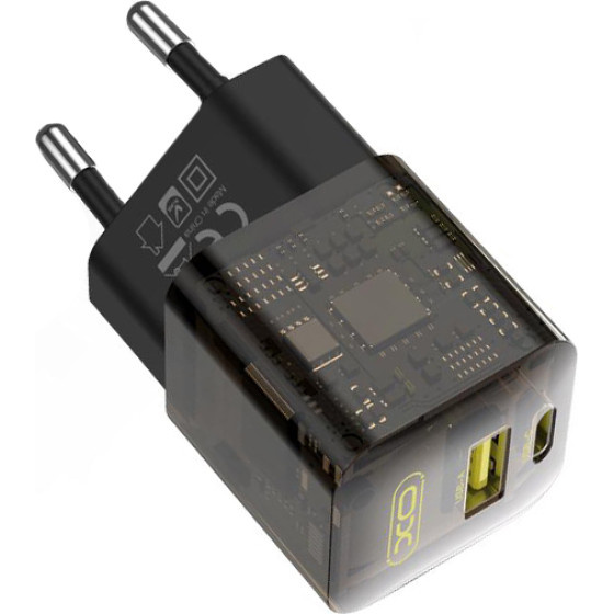 XO 220V 30W, USB-A + USB-C, Transparent Series - Brown - CE05