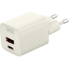 XO 220V 30W, USB-C + USB-A, Beige - L149