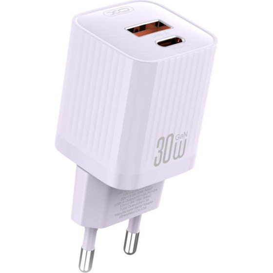 XO 220V 30W, USB-C + USB-A, Purple - L149
