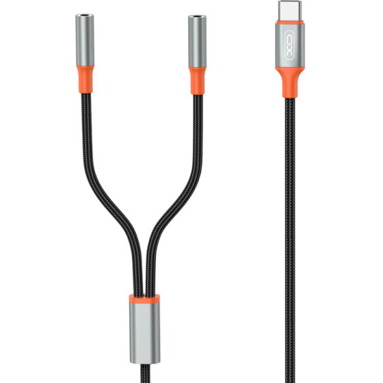 XO Audio Adapter Type-C - 2xAUX/f/ 3.5 mm, 1.2 m, NB-R269B /black/