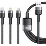 XO Cable 3 In 1 USB-A To Lightning+Type-C+Micro USB, , 1.2 m, 40W, 4A, NB-Q191 /black/