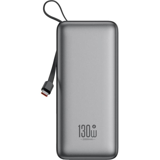 XO Power Bank 20000 Mah 130W + Digital Display + built-In Cable - C, PR268 /gray/