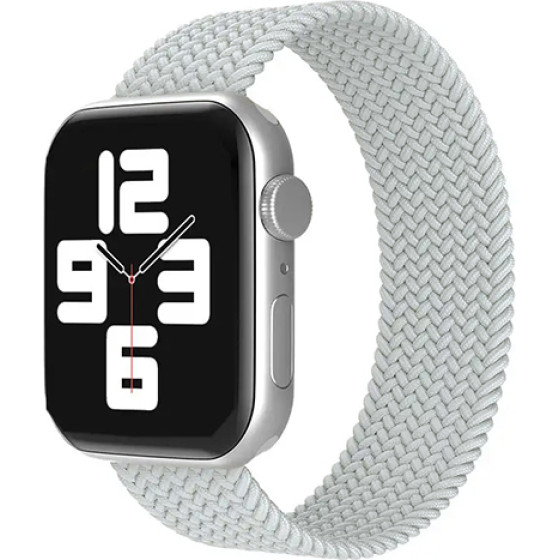 Strap For Apple Watch 42/44/45/49mm, Braided Solo Loop, S /Pearl Satin grey/ OEM