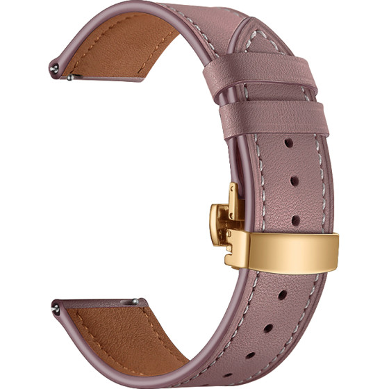 Strap For Apple Watch 42/44/45/49mm, Leather Classic Buckle Strap /Rose Wood + Gold Buckle/ OEM