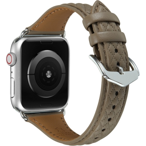 Strap For Apple Watch 42/44/45/49mm, Leather Rhombic Pattern Strap /Dark mocca/ OEM