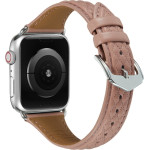 Strap For Apple Watch 42/44/45/49mm, Leather Rhombic Pattern Strap /Rose wood/ OEM