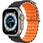 Strap For Apple Watch 42/44/45/49mm, Ocean Band, two-faced? /Grey + Orange/ OEM