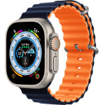 Strap For Apple Watch 42/44/45/49mm, Ocean Band, two-faced? /Midnight + Orange/ OEM