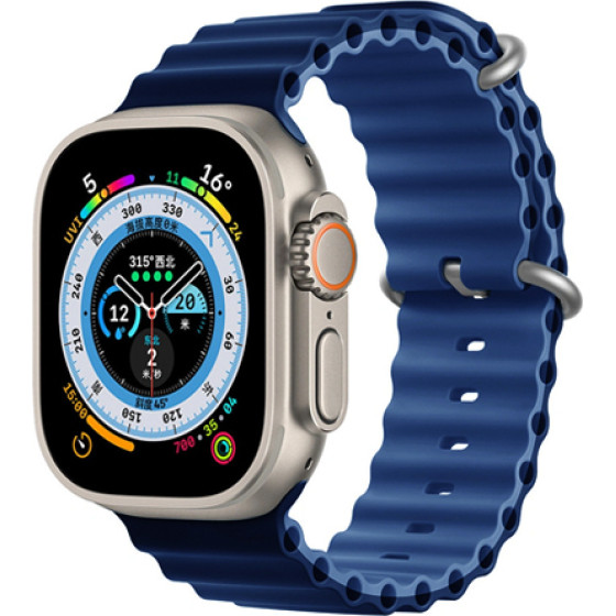 Strap For Apple Watch 42/44/45/49mm, Ocean Band, two-faced? /Deep Blue - Shallow Navy blue/ OEM