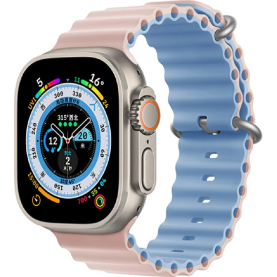 Strap For Apple Watch 42/44/45/49mm, Ocean Band, two-faced? /Silty Sand + Mist Blue/ OEM