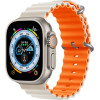 Strap For Apple Watch 42/44/45/49mm, Ocean Band, two-faced? /Starlight + Orange/ OEM