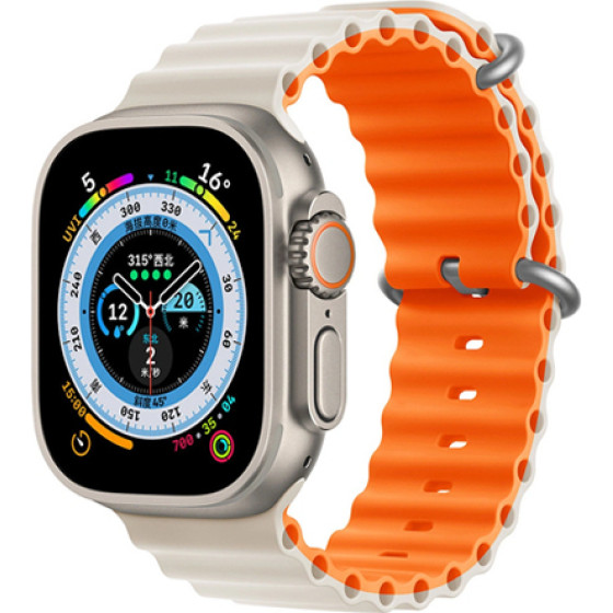 Strap For Apple Watch 42/44/45/49mm, Ocean Band, two-faced? /Starlight + Orange/ OEM