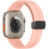 Strap For Apple Watch 42/44/45/49mm, Silicone Magnet Black Buckle /Pink sand/ OEM