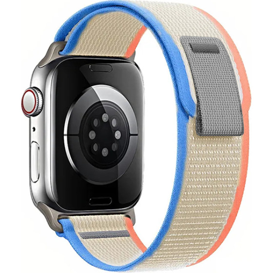 Strap For Apple Watch 42/44/45/49mm, Trail Loop /Light Blue + Orange + cream/ OEM