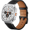 Strap For Samsung Watch Ultra 47mm, Leather Premium Strap, Leather /Dark grey/ OEM