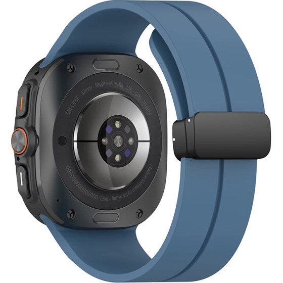 Strap For Samsung Watch Ultra 47mm, Silicone Magnet Black Buckle, Silicon /blue/ OEM