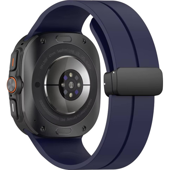 Strap For Samsung Watch Ultra 47mm, Silicone Magnet Black Buckle, Silicon /Navy blue/ OEM