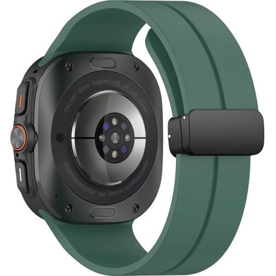 Strap For Samsung Watch Ultra 47mm, Silicone Magnet Black Buckle, Silicon /Pine green/ OEM