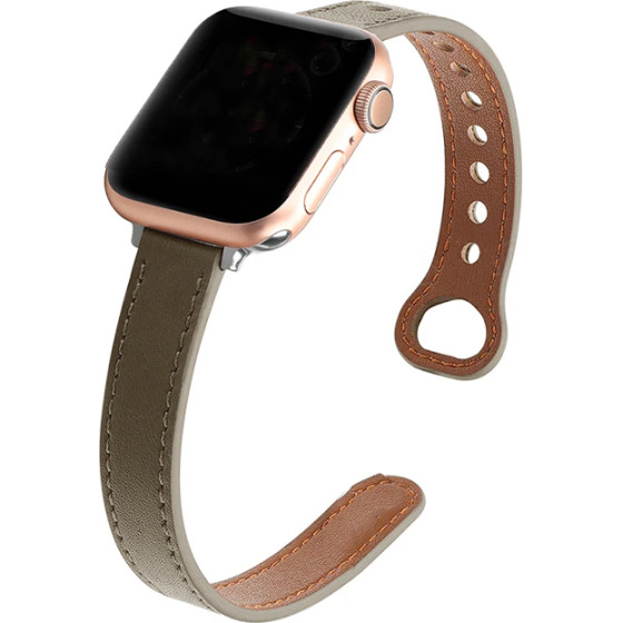 Strap For Smart Watch 20mm, Elegant Slim Leather Strap, Leather /hazelnut/ OEM