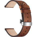 Strap For Smart Watch 20mm, Leather Classic Buckle Strap, Leather /Caramel + Silver/ OEM