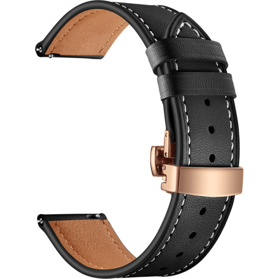 Strap For Smart Watch 20mm, Leather Classic Buckle Strap, Leather /black/ OEM