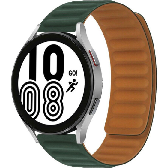 Strap For Smart Watch 20mm, Magnetic Strap, Silicon /Dark green/ OEM
