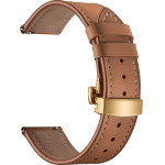 Strap For Smart Watch 22mm, Leather Classic Buckle Strap, Leather /Caramel + Gold/ OEM