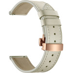 Strap For Smart Watch 22mm, Leather Classic Buckle Strap, Leather /Ivory + gold/ OEM
