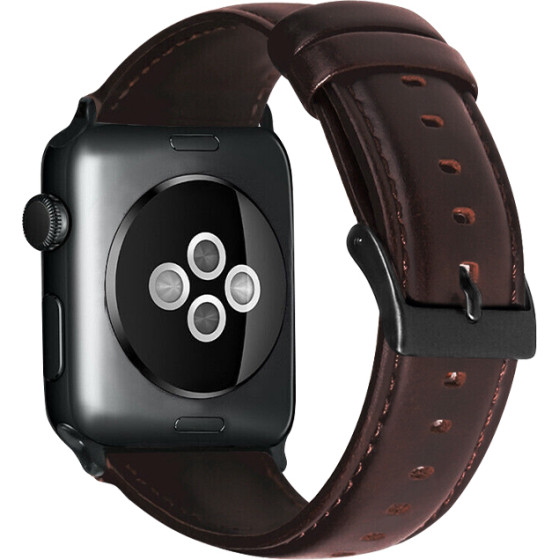 Strap For Smart Watch 22mm, Retro Leather Strap, Leather /Deep wine/ OEM