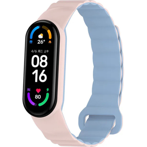 Strap For Xiaomi Mi Band 3/4/5/6/7, Magnet Strap /Pink + Blue/ OEM